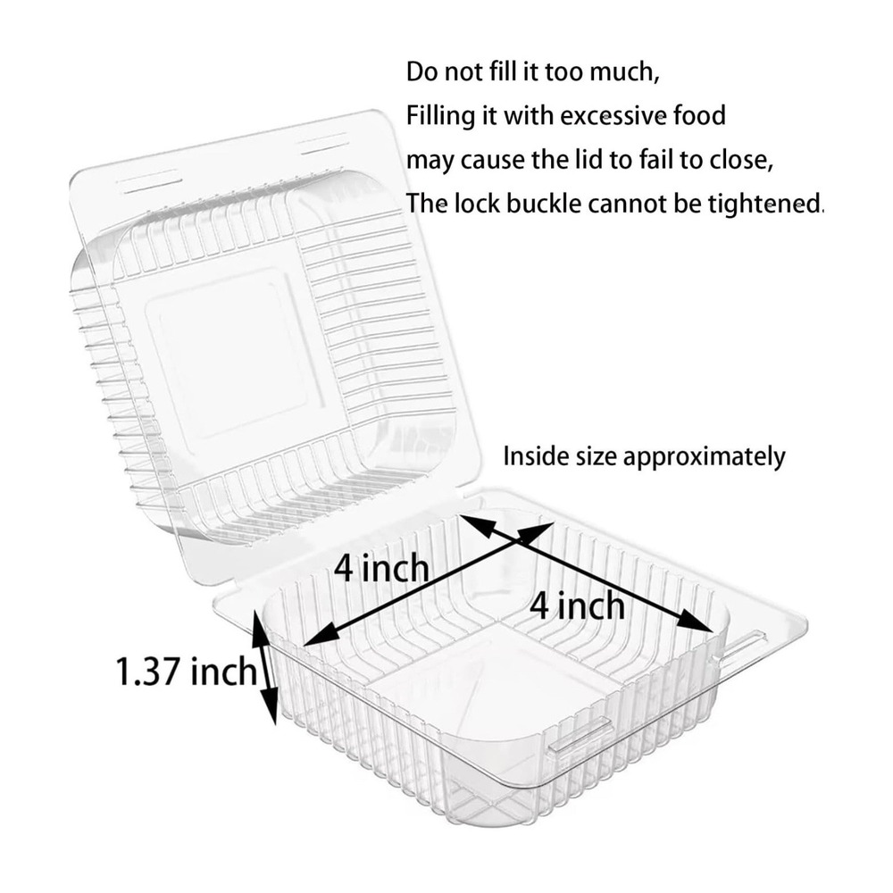 100 Count Clear Plastic Hinged Take Out Containers Clamshell Takeout Tray Foo... - Picture 4 of 5